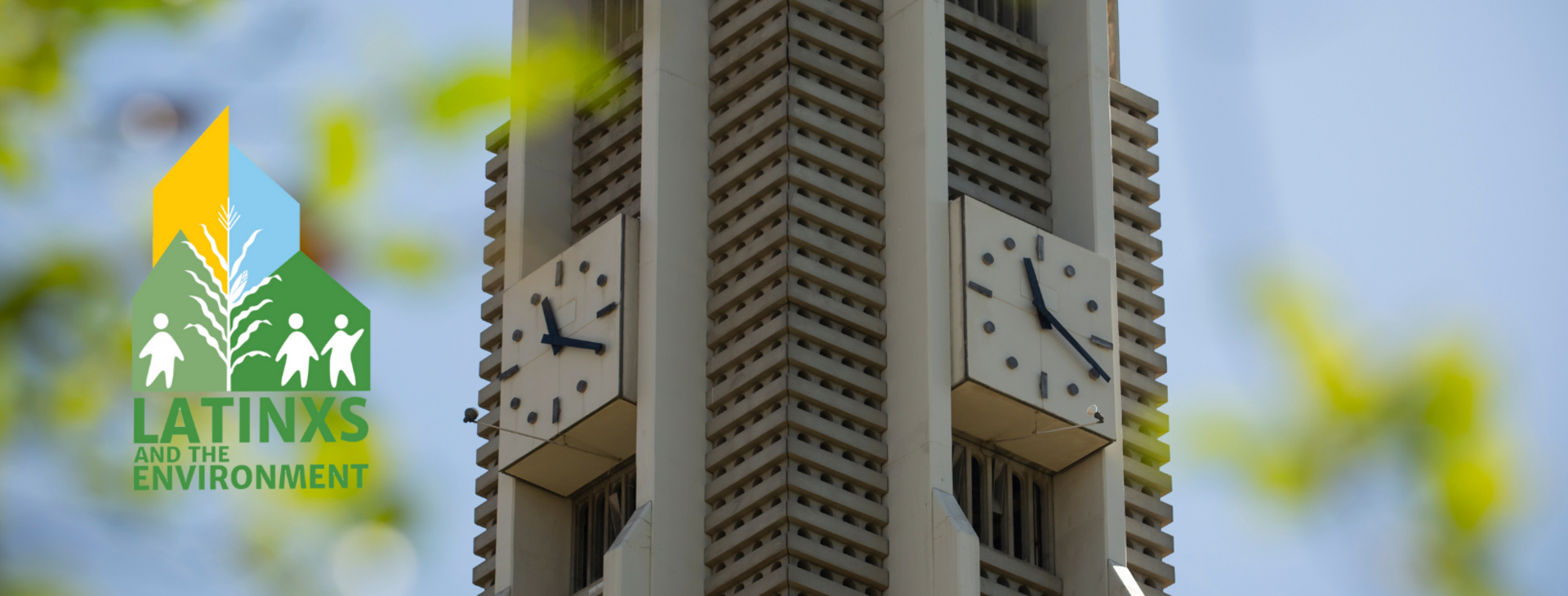 Latinx & the Environment logo with UCR bell tower